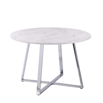 Outlet - Clara Marble effect round dining table - with chrome frame