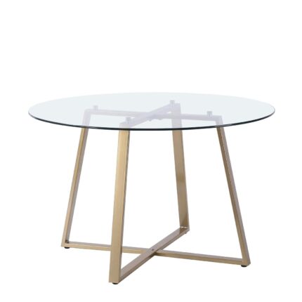 Outlet - Clara Glass Round Dining Table - Gold Frame