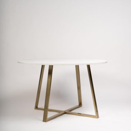 Outlet - Clara marble effect round dining table - with gold frame