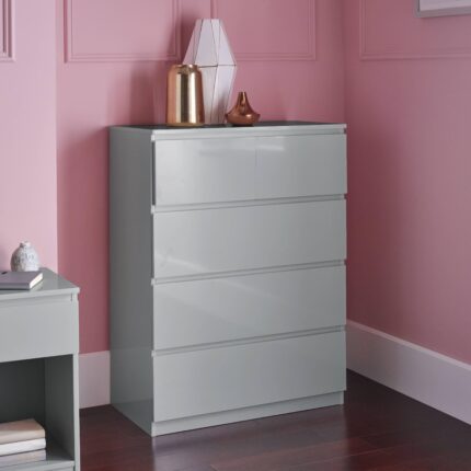 Outlet - Clemmie chest of drawers - 2 over 3 - high gloss - grey