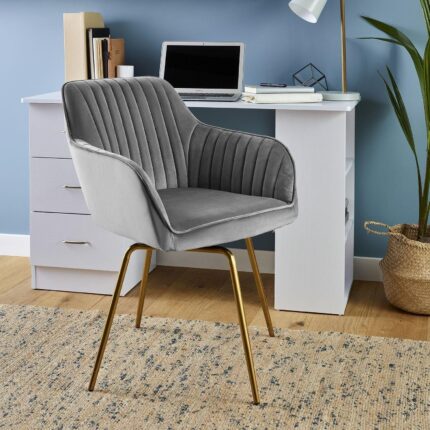 Outlet - Darcy swivel chair - velvet - grey and gold