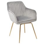 Outlet - Darcy swivel chair - velvet - grey and gold - Image 6