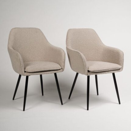 Outlet - Dolly Accent Chair - Set of 2 - Boucle With Black Legs