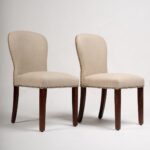 Outlet - Edward Dining Chairs - Set of 2 - Faux Leather Stone & Dark Wood