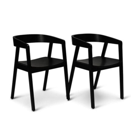 Outlet - Ella Wooden Dining Armchairs - Set of 2 - Black