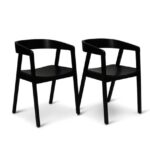 Priya Whitewash Dining Table Set - 6 Seater - Ella Black Wooden Chairs - Image 3