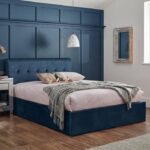Outlet - Elle King Size Ottoman Bed - Blue Velvet