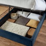 Outlet - Elle King Size Ottoman Bed - Blue Velvet - Image 2