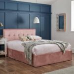 Outlet - Elle King Size Ottoman Bed - Pink Velvet