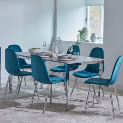 Outlet - Ellis Dining Chairs - Set of 2 - Teal & Chrome
