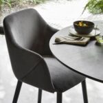 Outlet - Freya Dining Chairs with Arms - Set of 2 - Grey & Black Wood - Image 2