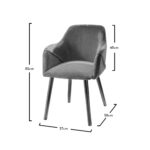 Outlet - Freya Dining Chairs with Arms - Set of 2 - Grey & Black Wood - Image 5