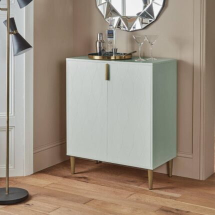 Outlet - Gloria Small Sideboard - Pale Sage Green & Brass Effect