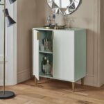 Outlet - Gloria Small Sideboard - Pale Sage Green & Brass Effect - Image 2