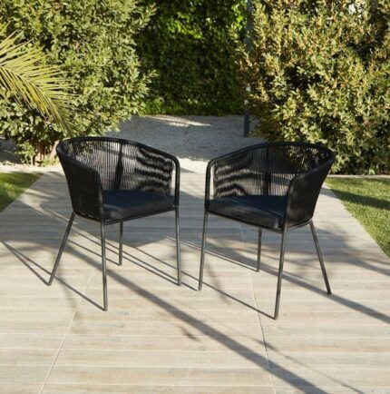 Outlet - Hali Black Rope Chair With Cushions - Set of 2