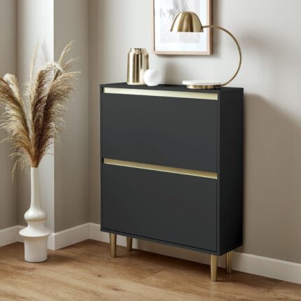 Outlet - Iliana Shoe Cabinet - 2 Door - Charcoal Grey