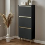 Outlet - Iliana Shoe Cabinet - 3 Door - Charcoal Grey