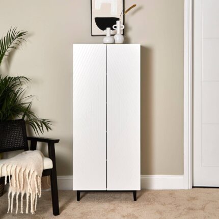 Outlet - Jack Shoe Cabinet - Geometric - White