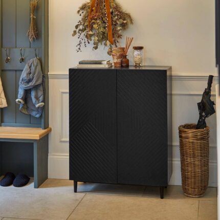 Outlet - Jack Small Shoe Cabinet - Geometric - Black