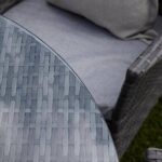 Kemble 6 Seater Rattan Round Garden Dining Set with Grey Parasol - Grey Weave - Image 6
