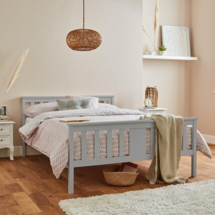 Outlet - Lisa Wooden King Size Bed Frame - Grey