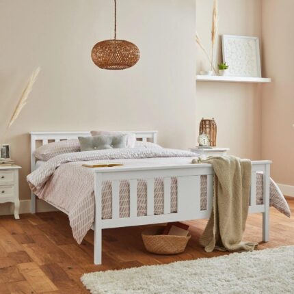 Outlet - Lisa Wooden King Size Bed Frame - White