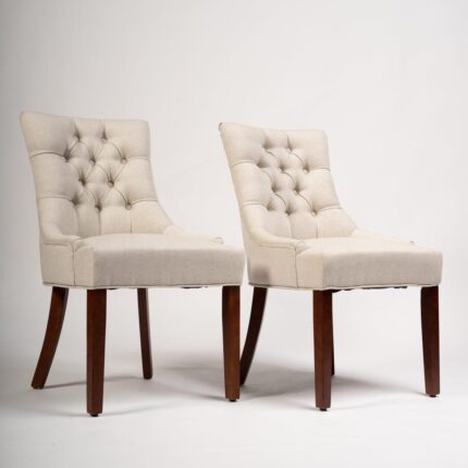 Outlet - Louis dining chairs - set of 2 - oatmeal and dark wood