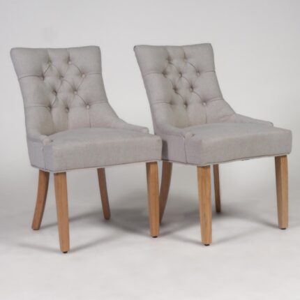Outlet - Louis Dining Chairs - Set of 2 - Oatmeal & Light Wood