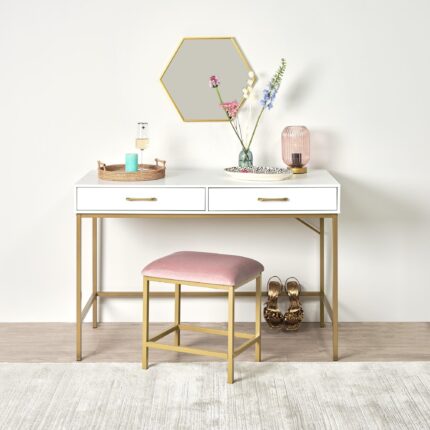 Outlet - Marie White Dressing Table with Drawers