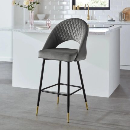 Outlet - Marilyn Bar Stool - Grey Velvet