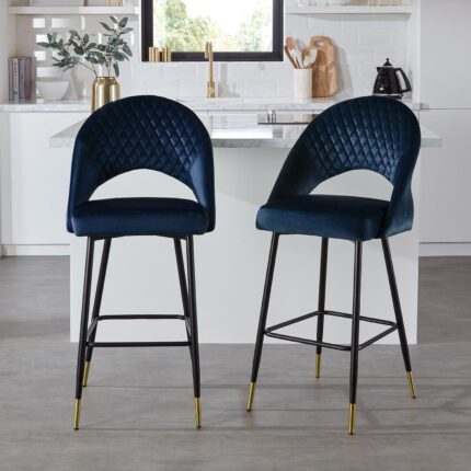 Outlet - Marilyn bar stool - set of 2 - blue velvet