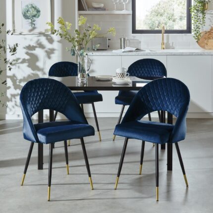 Outlet - Marilyn Dining Chairs - Set Of 2 - Blue Velvet