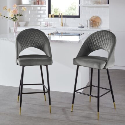 Outlet - Marilyn dining chairs - set of 2 - grey velvet