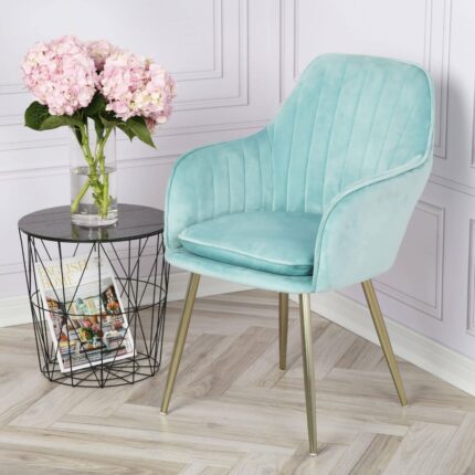 Outlet - Muse accent chair - light blue with gold legs