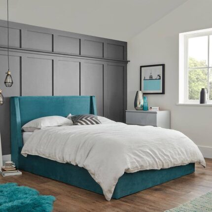 Outlet - Otto Double Ottoman Bed - Royal Blue Velvet