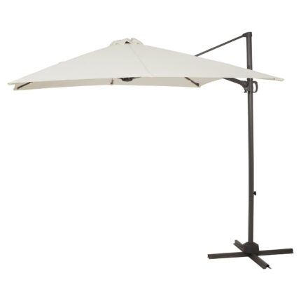 Outlet - Premium Cantilever 2.4M Square Parasol - Led Lights - Cream