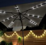 Outlet - Premium Cantilever 2.4m Square Parasol - Led Lights - Grey - Image 2