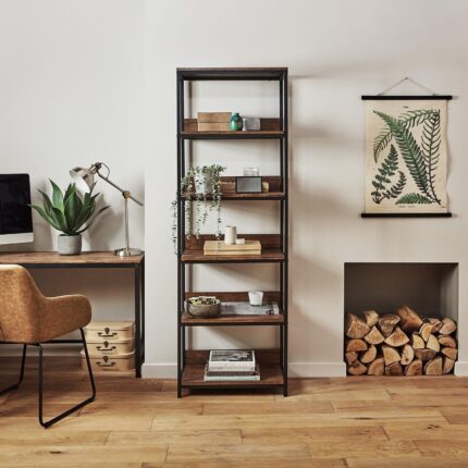 Outlet - Sheffield industrial bookcase - wood effect & metal frame