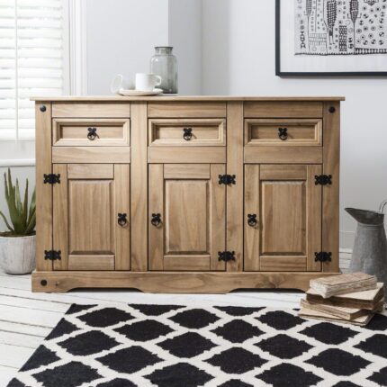 Outlet - Sideboard - 3 Drawers 3 Doors - Solid Wood
