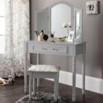 Outlet - Sienna Dressing Table, Stool & Mirror Set - Grey Painted