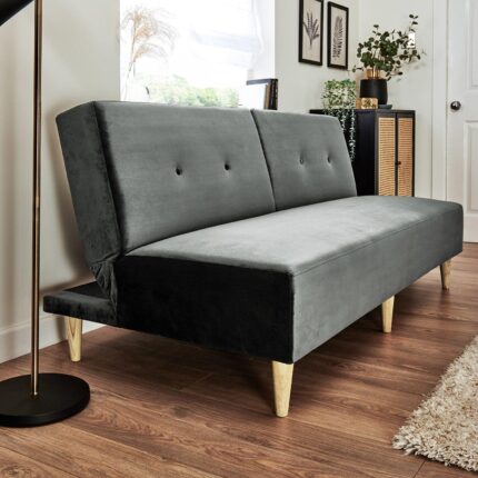 Outlet - Tamsin click clack sofa bed - grey velvet