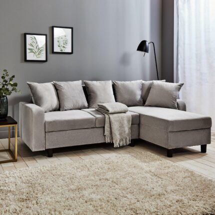 Outlet - Tracy Corner Sofa - Grey Velvet