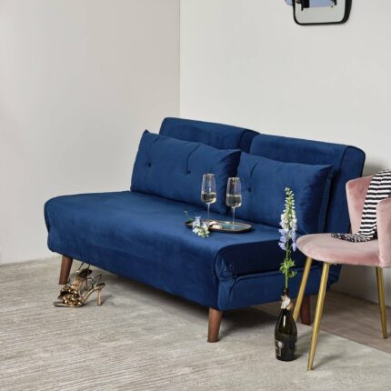 Outlet - Una Double Sofa Bed - Navy Blue - Sprung Construction