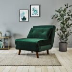Outlet - Una Single Sofa Bed - Green - Velvet - Image 5