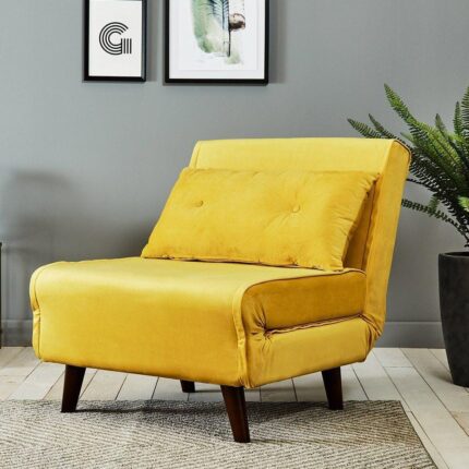 Outlet - Una Single Sofa Bed - Mustard Yellow