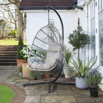 Outlet - Wick Hanging Egg Chair - Light Grey