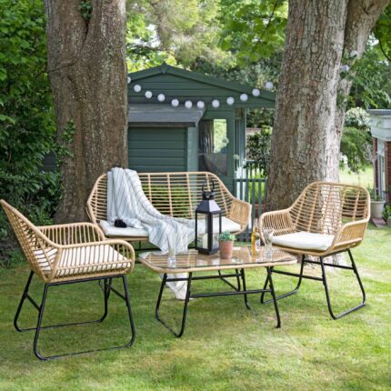 Outlet - Wick Rattan Garden Sofa Set - Natural