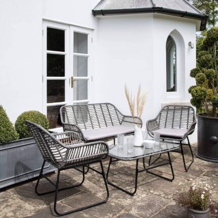 Outlet - Wick Rattan Sofa Set - Dark Grey