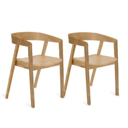 Outlet - Wooden Armchair Pale Oak Colour 2 Pack