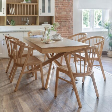 Outlet - Wooden Spindle Dining Chair Pale Oak Colour 2 Pack